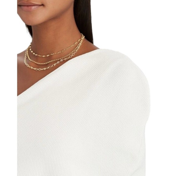 The Sei One Shoulder Cape Midi Pique Knit Sweater Dress Womens Size Medium $399 - Picture 4 of 15